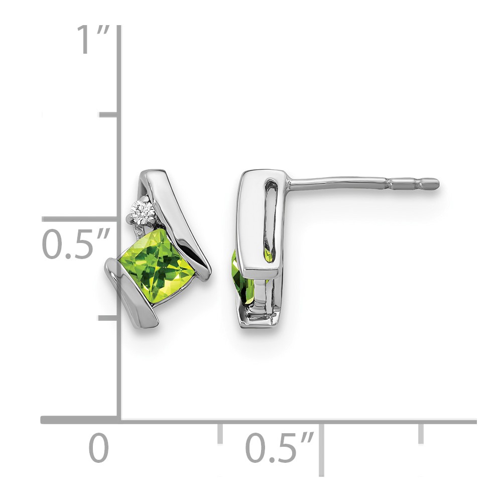 Sterling Silver Antique Cushion Peridot and Diamond Earrings (EM7398-PE-003-SSA)