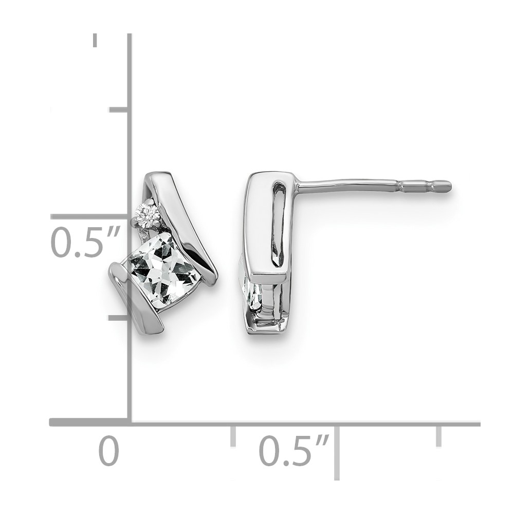 10k White Gold Cushion White Topaz and Diamond Earrings (EM7398-WT-003-1WA)