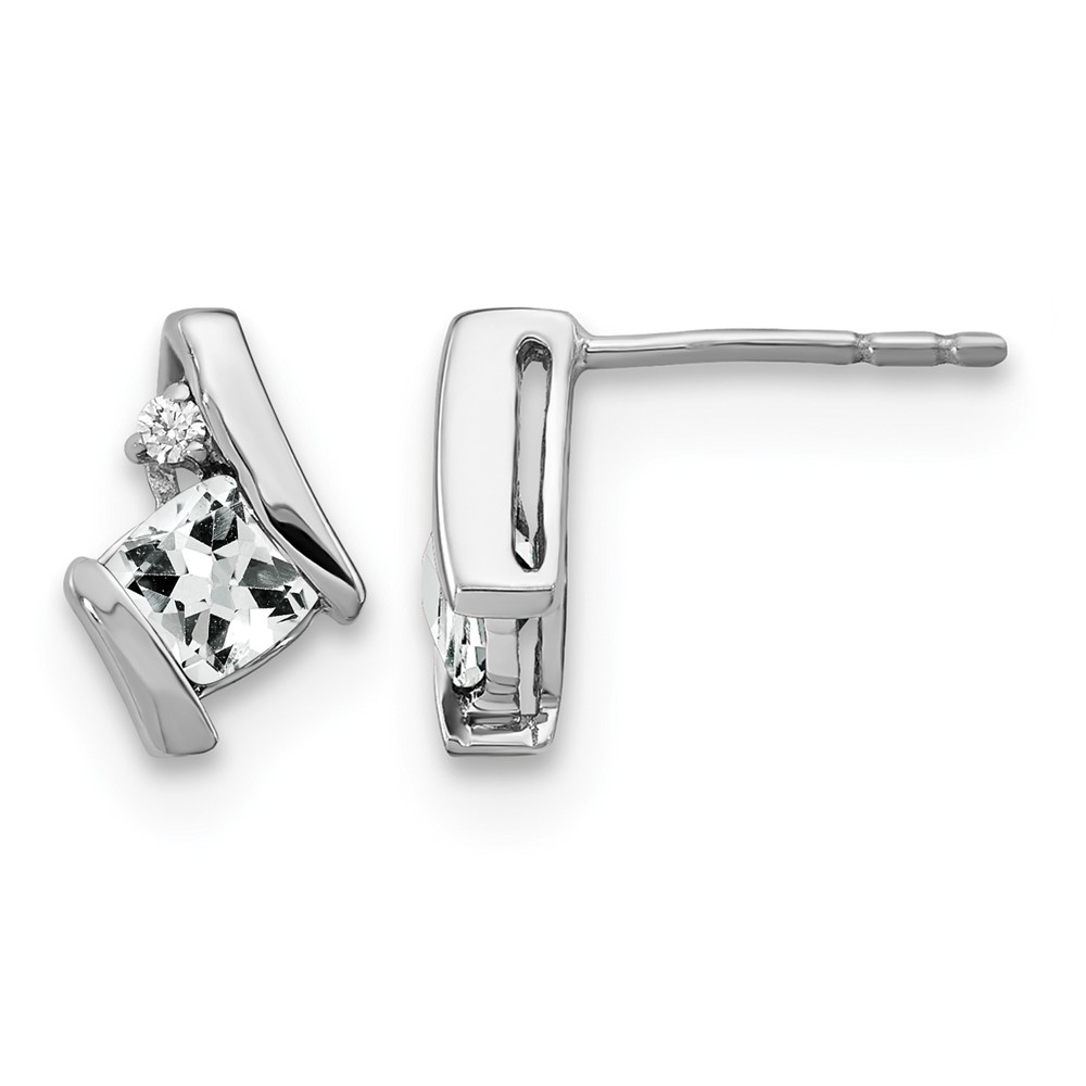 10k White Gold Cushion White Topaz and Diamond Earrings (EM7398-WT-003-1WA)