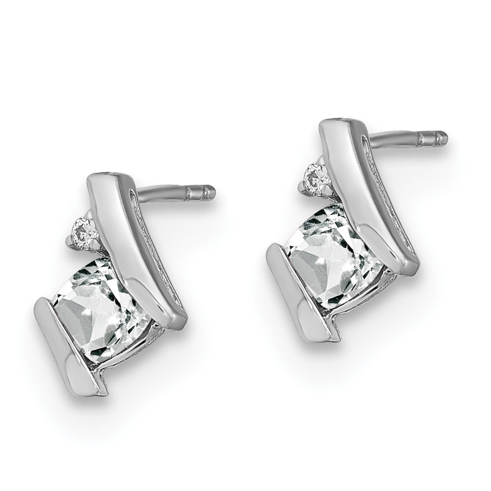 Sterling Silver Antique Cushion White Topaz and Diamond Earrings (EM7398-WT-003-SSA)