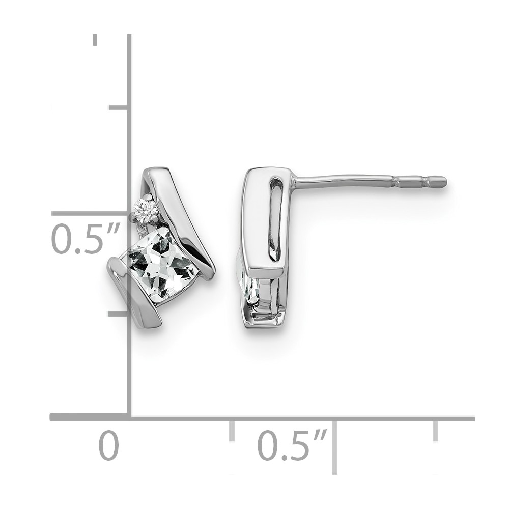 Sterling Silver Antique Cushion White Topaz and Diamond Earrings (EM7398-WT-003-SSA)
