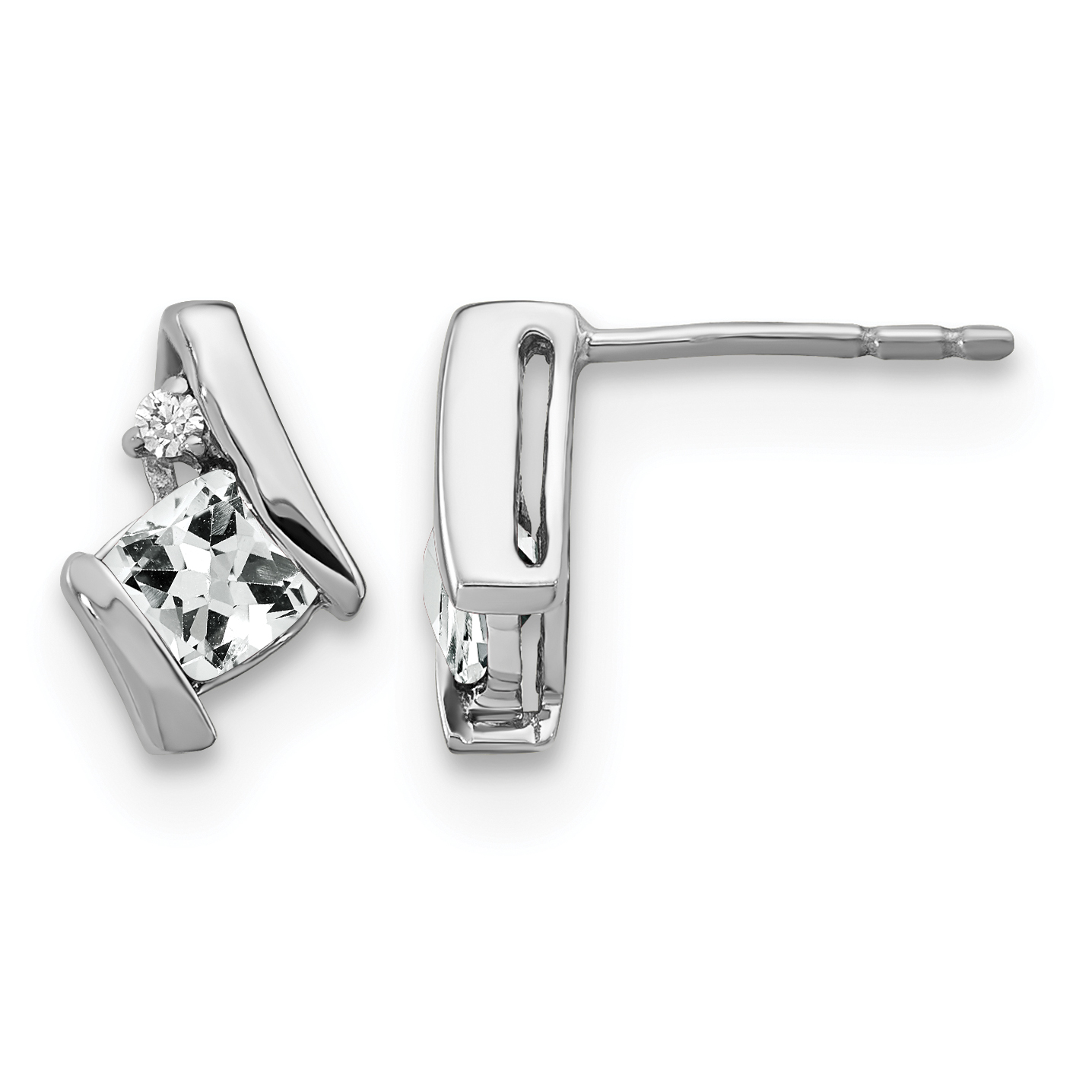 Sterling Silver Antique Cushion White Topaz and Diamond Earrings (EM7398-WT-003-SSA)