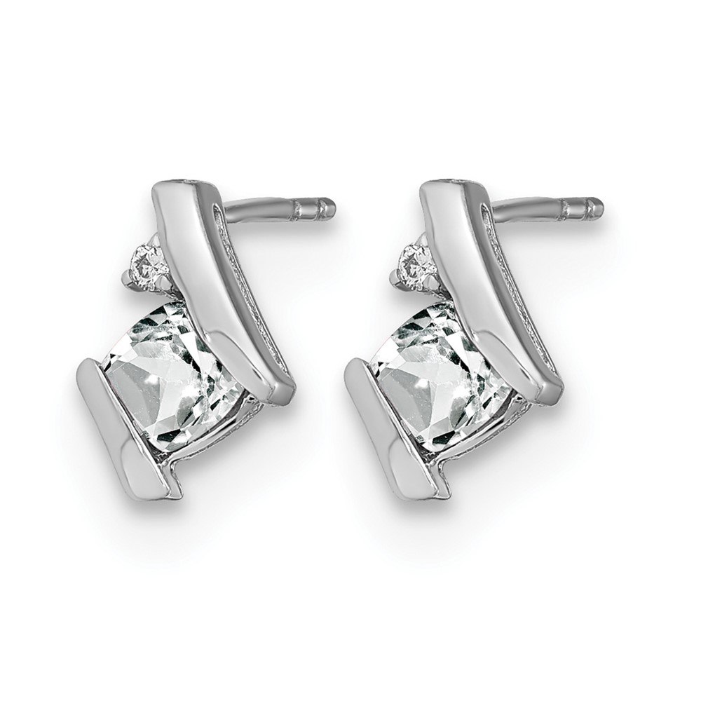14K White Gold Cushion White Topaz and Diamond Earrings (EM7398-WT-003-WA)