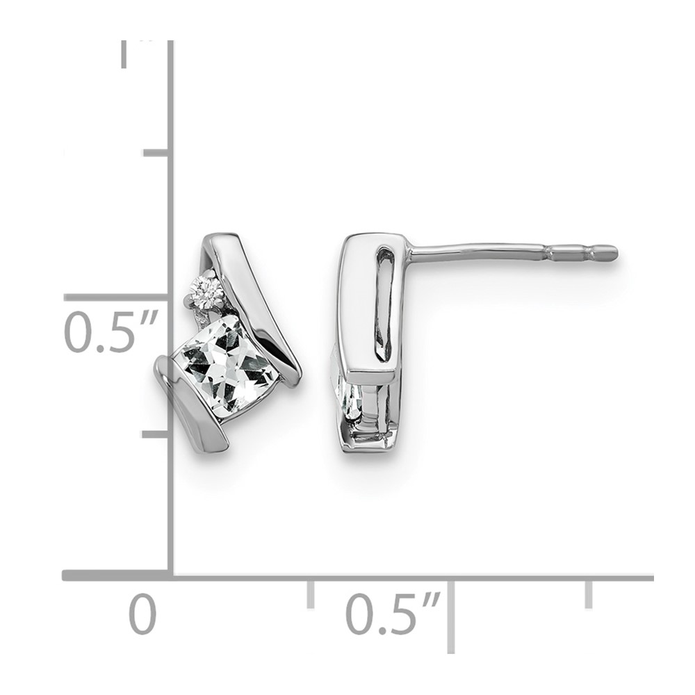 14K White Gold Cushion White Topaz and Diamond Earrings (EM7398-WT-003-WA)