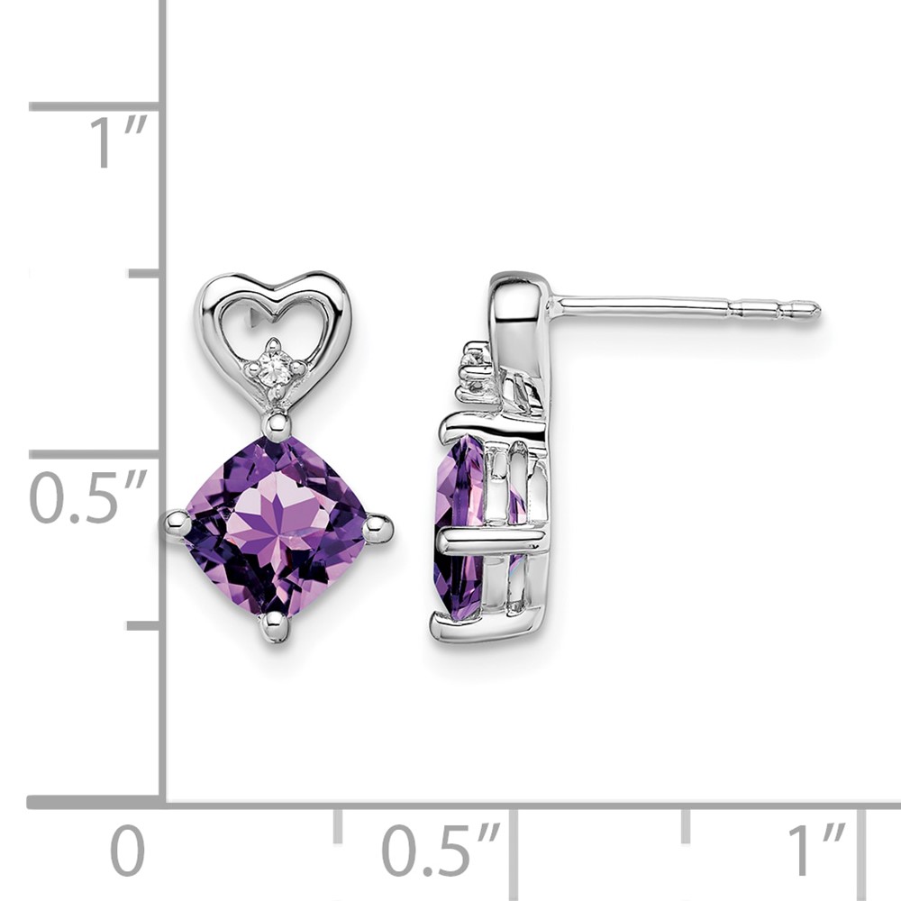 14k White Gold Amethyst and Diamond Heart Earrings (EM7399-AM-002-WA)