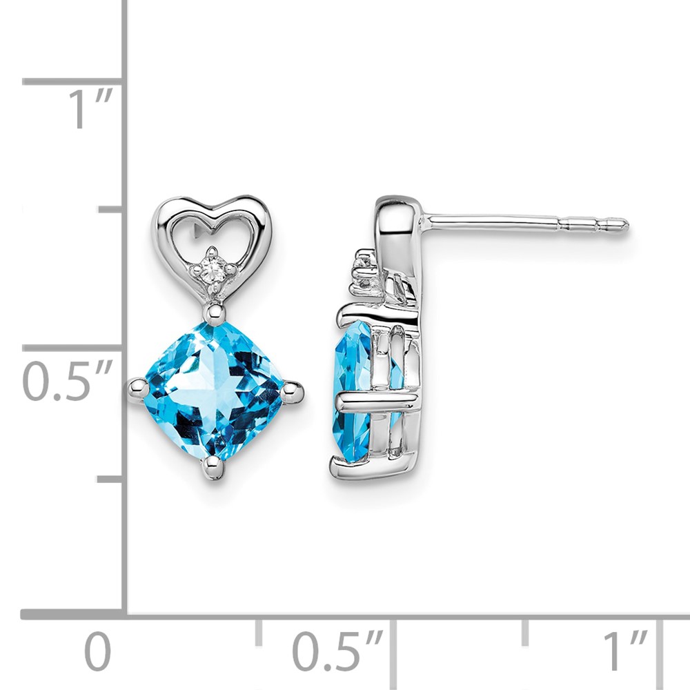 14k White Gold Blue Topaz and Diamond Heart Earrings (EM7399-BT-002-WA)