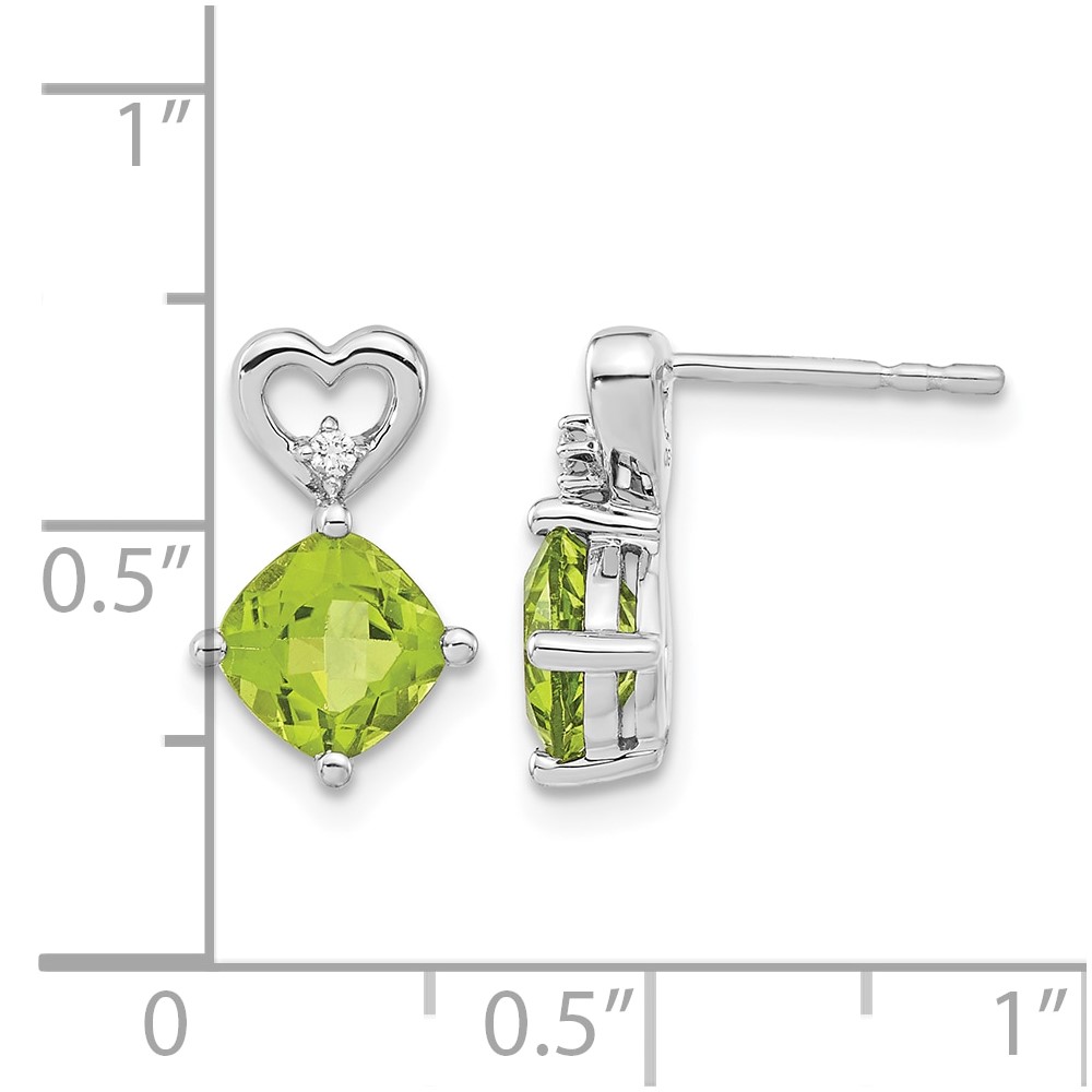 14k White Gold Peridot and Diamond Heart Earrings (EM7399-PE-002-WA)