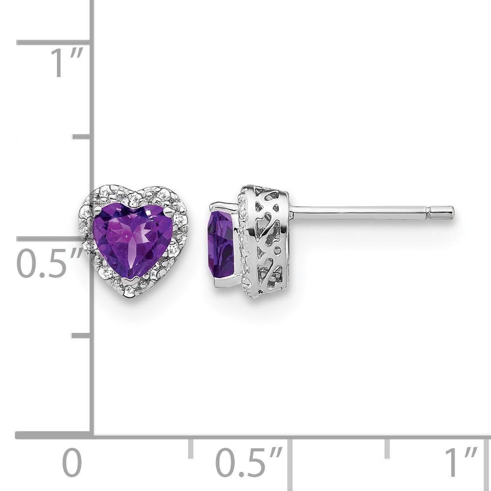 Sterling Silver Rhodium-plated Amethyst and Diamond Earrings (EM7400-AM-010-SSA)