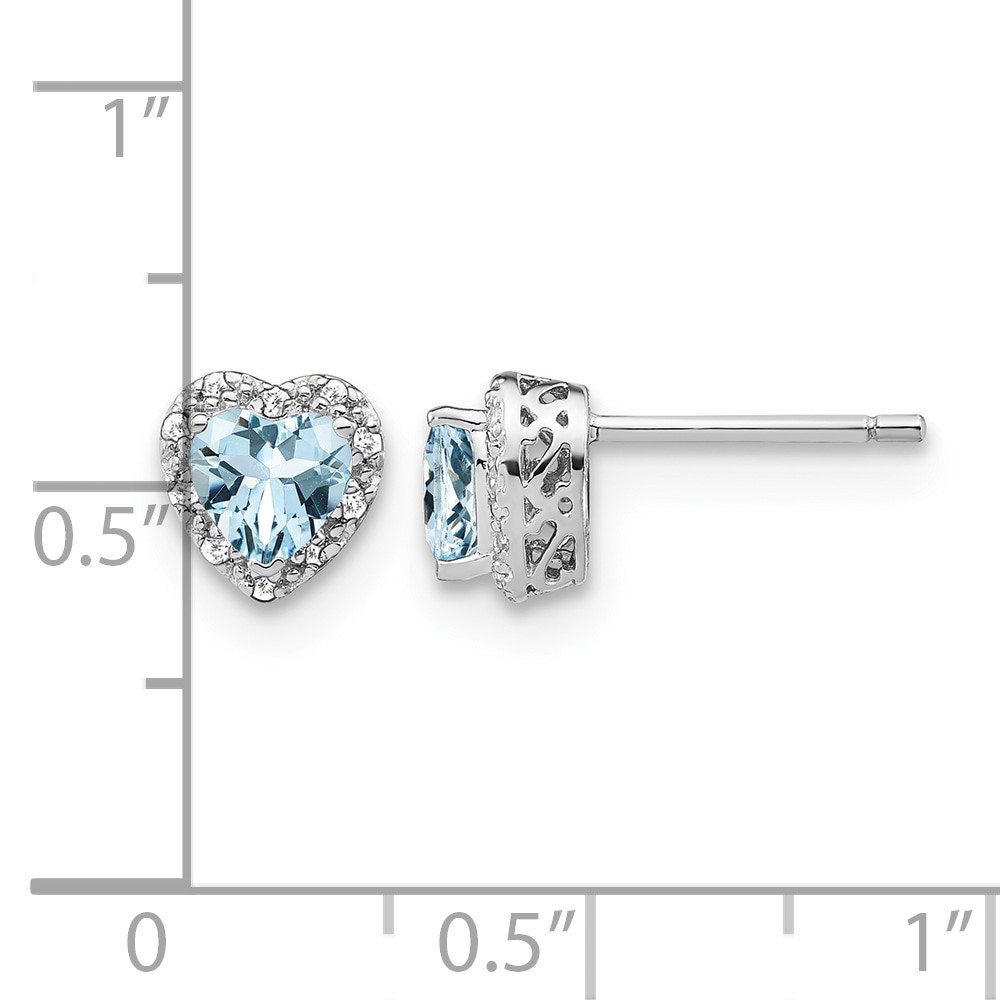 Sterling Silver Rhodium-plated Aquamarine and Diamond Earrings (EM7400-AQ-010-SSA)
