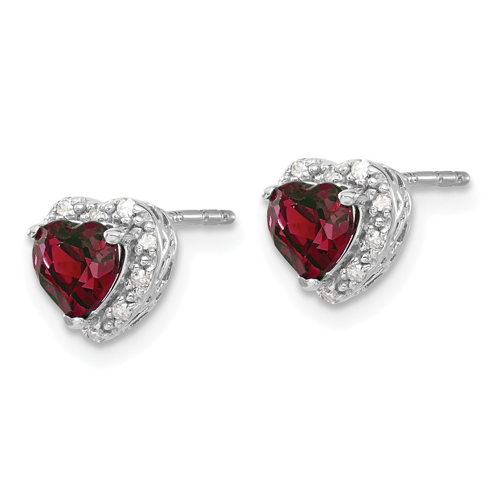 Sterling Silver Rhodium-plated Created Ruby and Diamond Earrings (EM7400-CRU-010-SSA)