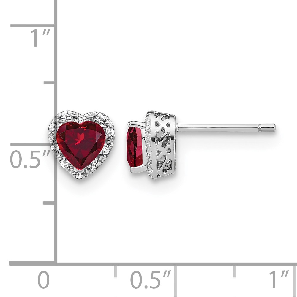 Sterling Silver Rhodium-plated Created Ruby and Diamond Earrings (EM7400-CRU-010-SSA)