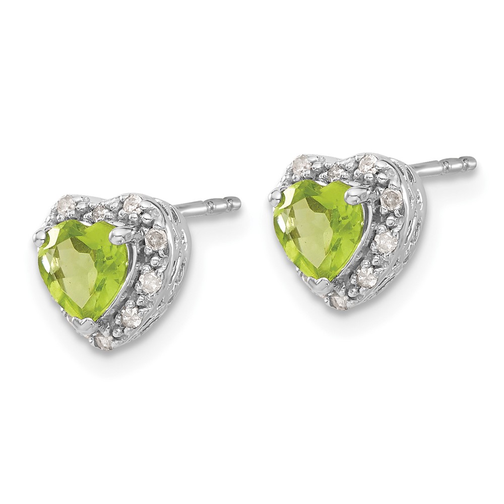 Sterling Silver Rhodium-plated Peridot and Diamond Earrings (EM7400-PE-010-SSA)