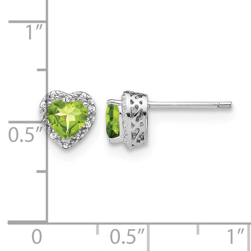 Sterling Silver Rhodium-plated Peridot and Diamond Earrings (EM7400-PE-010-SSA)