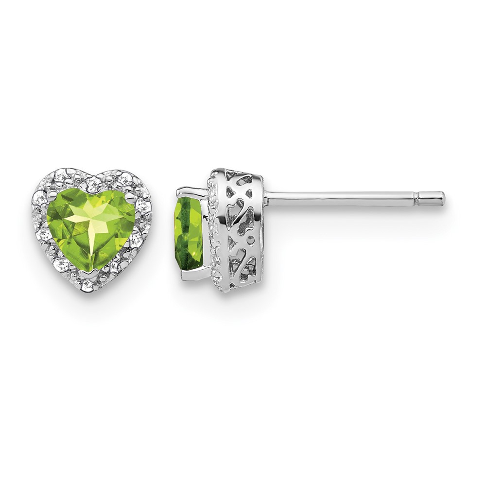 Sterling Silver Rhodium-plated Peridot and Diamond Earrings (EM7400-PE-010-SSA)
