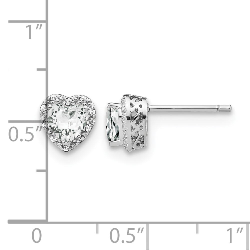 Sterling Silver Rhodium-plated White Topaz and Diamond Earrings (EM7400-WT-010-SSA)