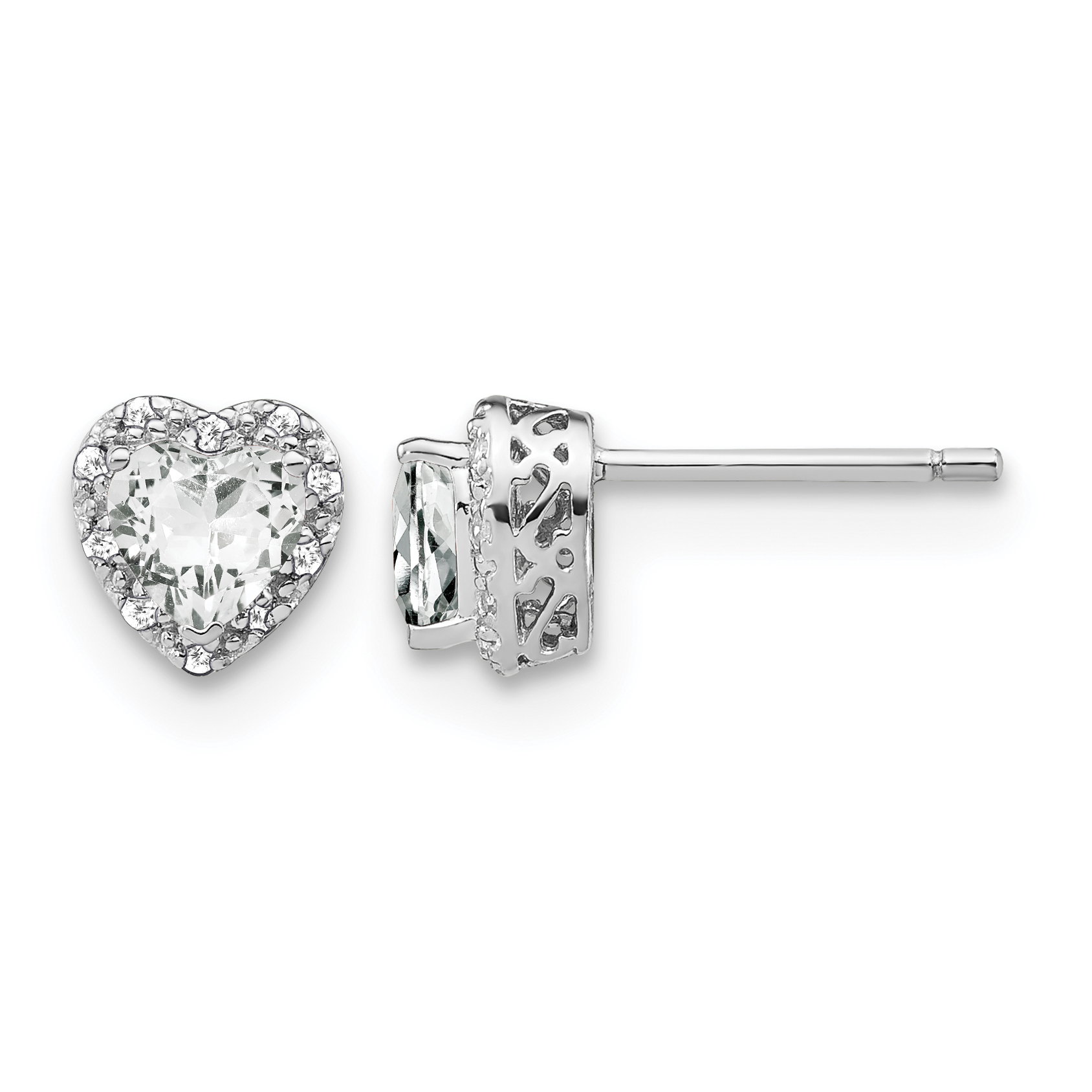 Sterling Silver Rhodium-plated White Topaz and Diamond Earrings (EM7400-WT-010-SSA)