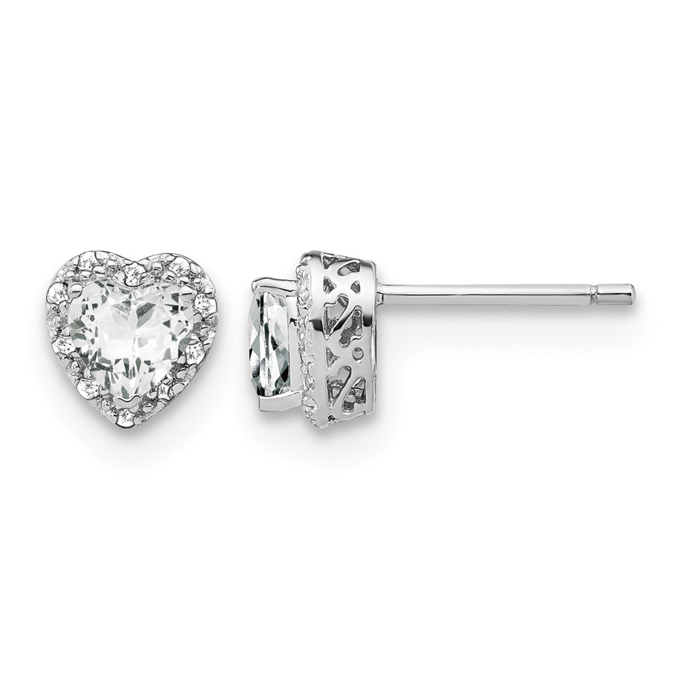 Sterling Silver Rhodium-plated White Topaz and Diamond Earrings (EM7400-WT-010-SSA)