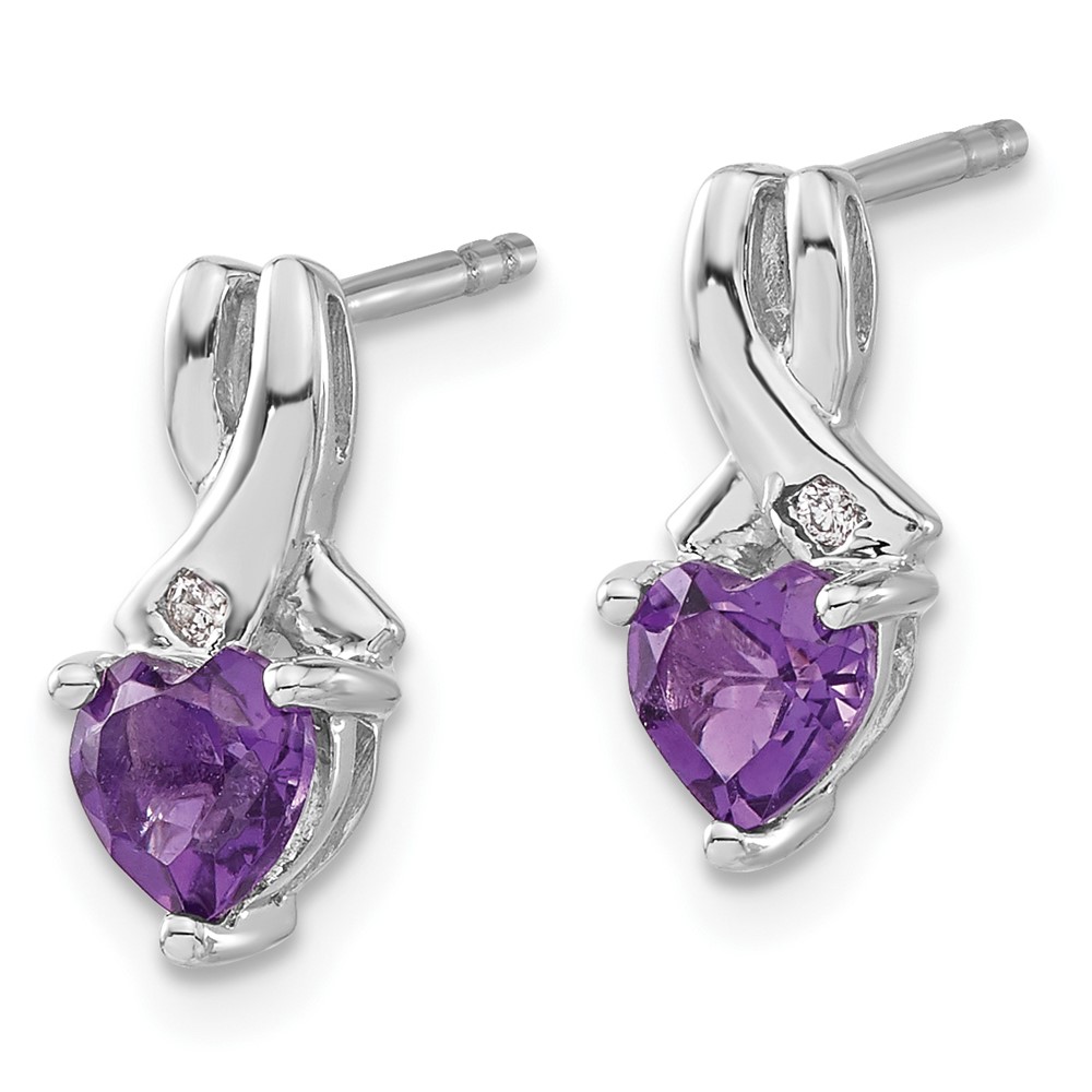 Sterling Silver Rhodium-plated Amethyst and Diamond Earrings (EM7401-AM-002-SSA)