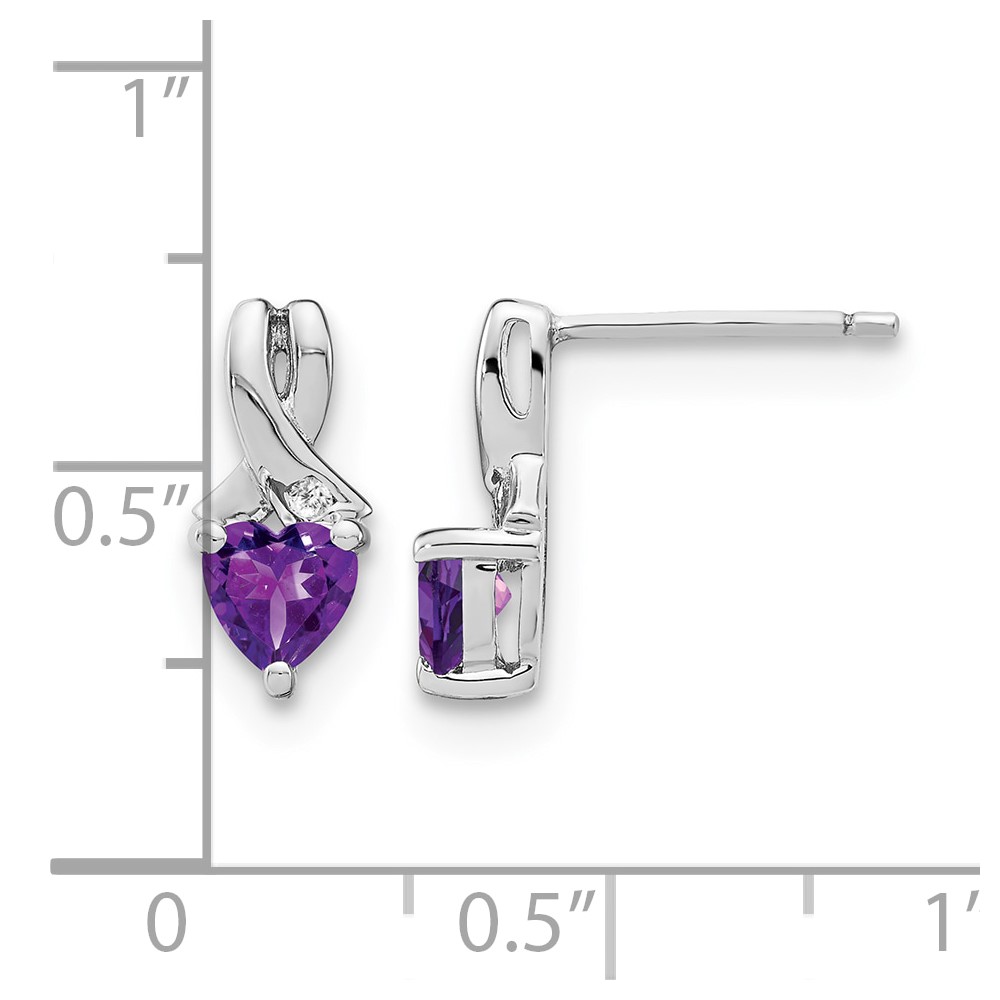 Sterling Silver Rhodium-plated Amethyst and Diamond Earrings (EM7401-AM-002-SSA)