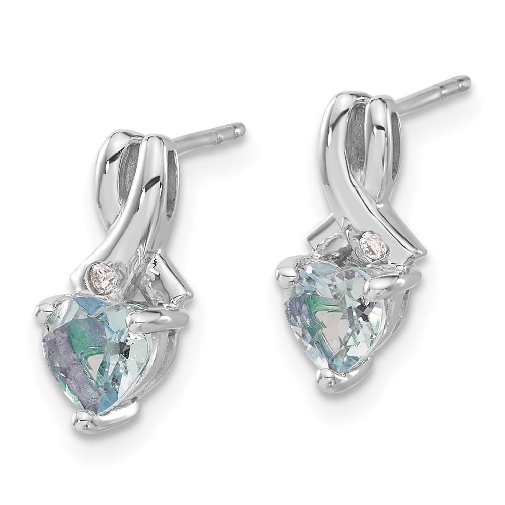 Sterling Silver Rhodium-plated Aquamarine and Diamond Earrings (EM7401-AQ-002-SSA)