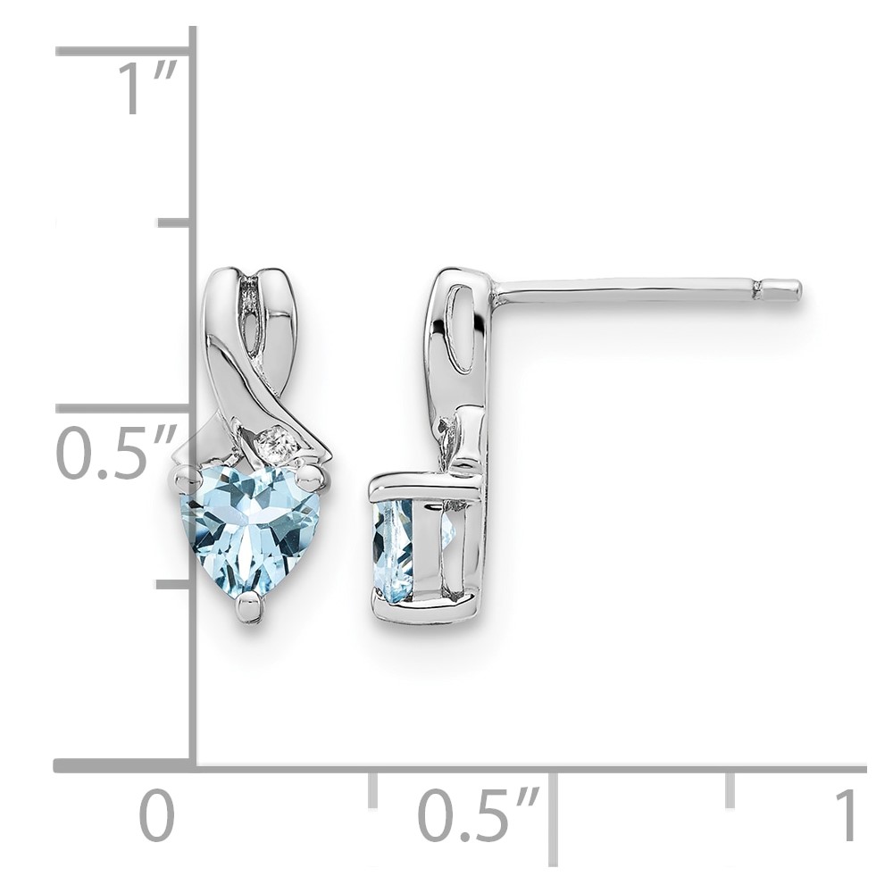 Sterling Silver Rhodium-plated Aquamarine and Diamond Earrings (EM7401-AQ-002-SSA)