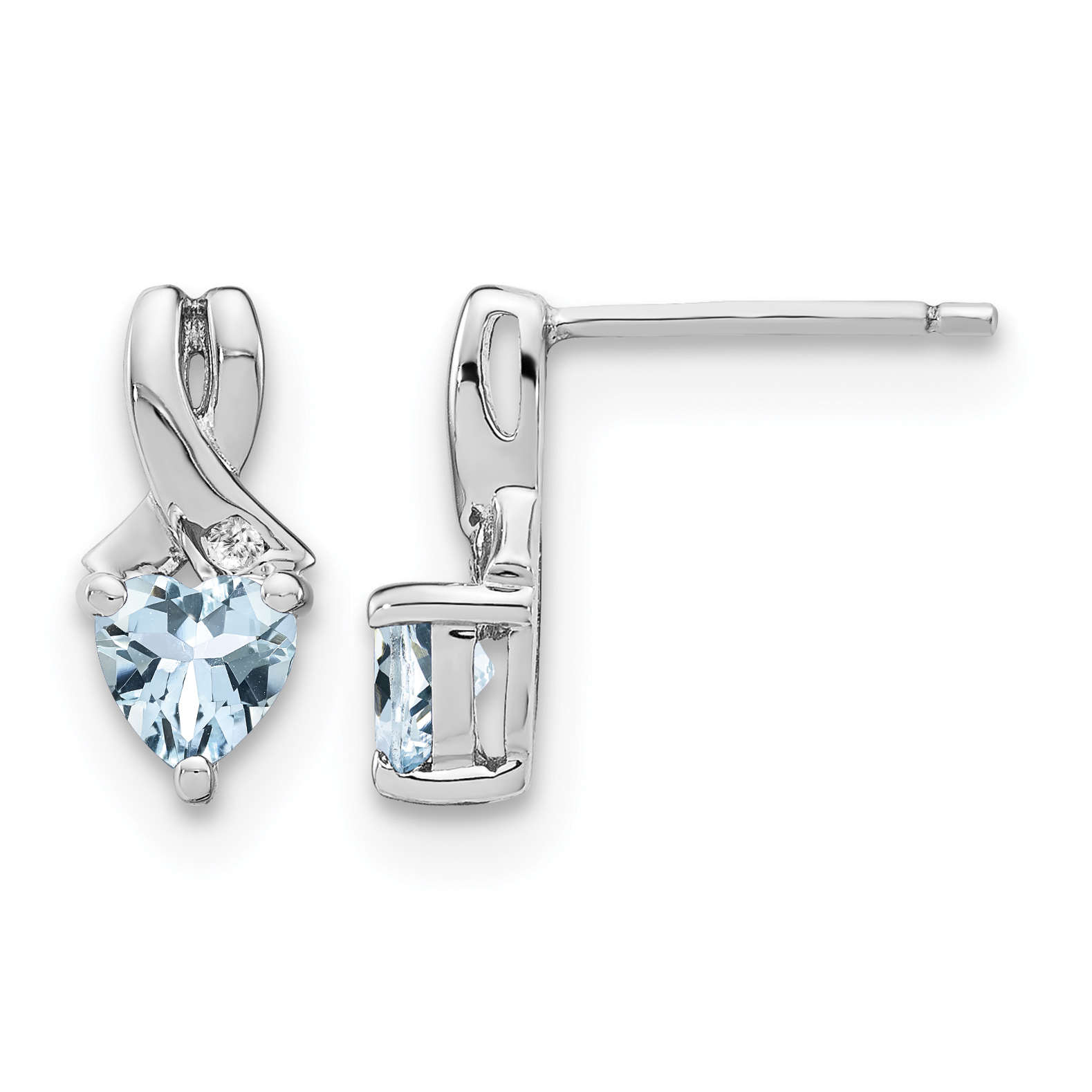 Sterling Silver Rhodium-plated Aquamarine and Diamond Earrings (EM7401-AQ-002-SSA)