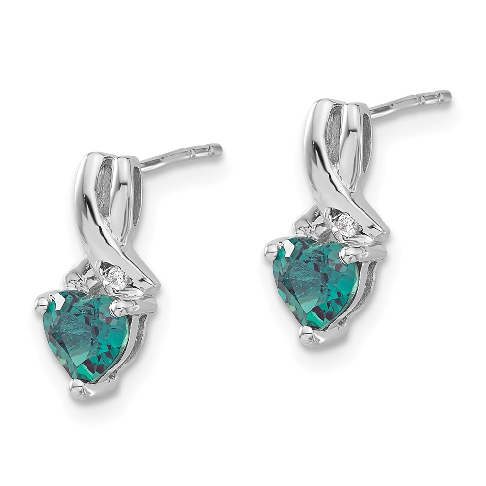 Sterling Silver Rhodium-plated Created Alexandrite/Diamond Earrings (EM7401-CA-002-SSA)
