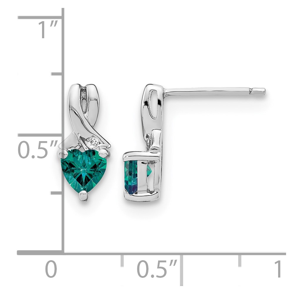 Sterling Silver Rhodium-plated Created Alexandrite/Diamond Earrings (EM7401-CA-002-SSA)