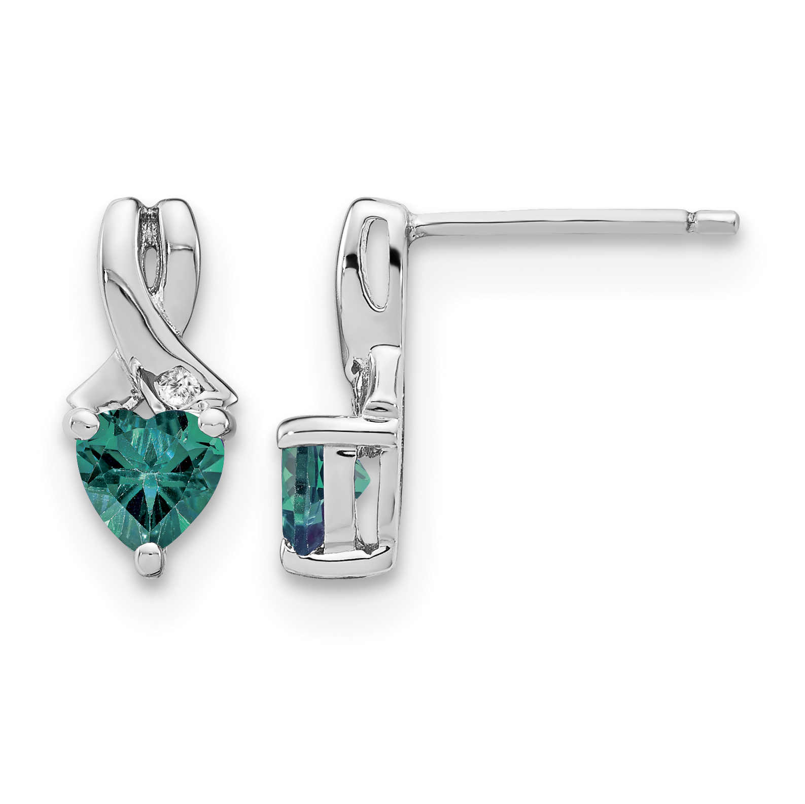 Sterling Silver Rhodium-plated Created Alexandrite/Diamond Earrings (EM7401-CA-002-SSA)