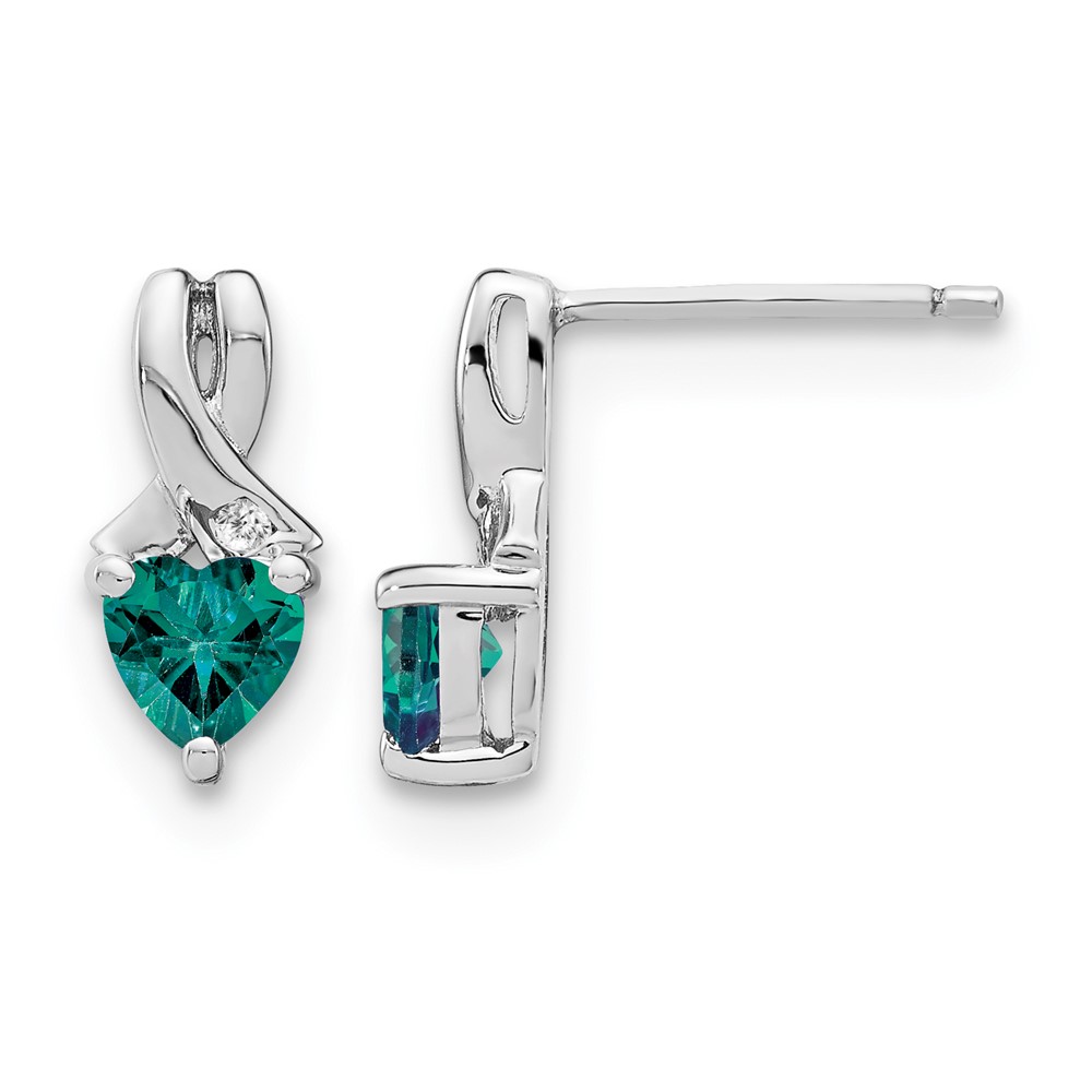 Sterling Silver Rhodium-plated Created Alexandrite/Diamond Earrings (EM7401-CA-002-SSA)