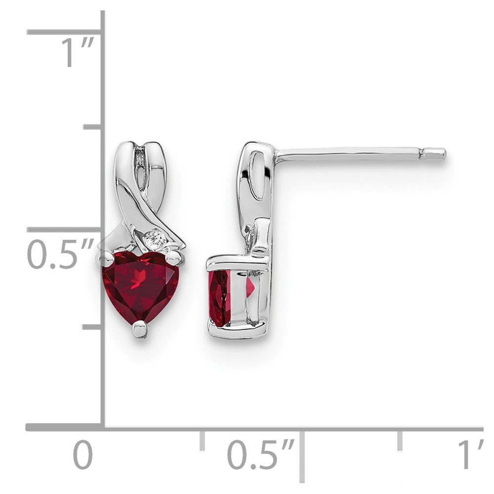Sterling Silver Rhodium-plated Created Ruby and Diamond Earrings (EM7401-CRU-002-SSA)