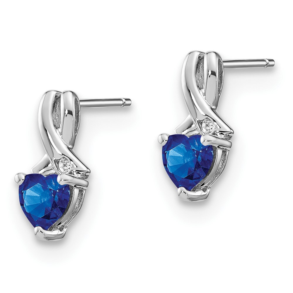 Sterling Silver Rhodium-plated Created Sapphire and Diamond Earrings (EM7401-CSA-002-SSA)