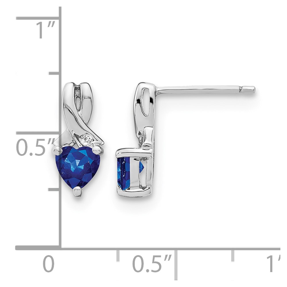 Sterling Silver Rhodium-plated Created Sapphire and Diamond Earrings (EM7401-CSA-002-SSA)