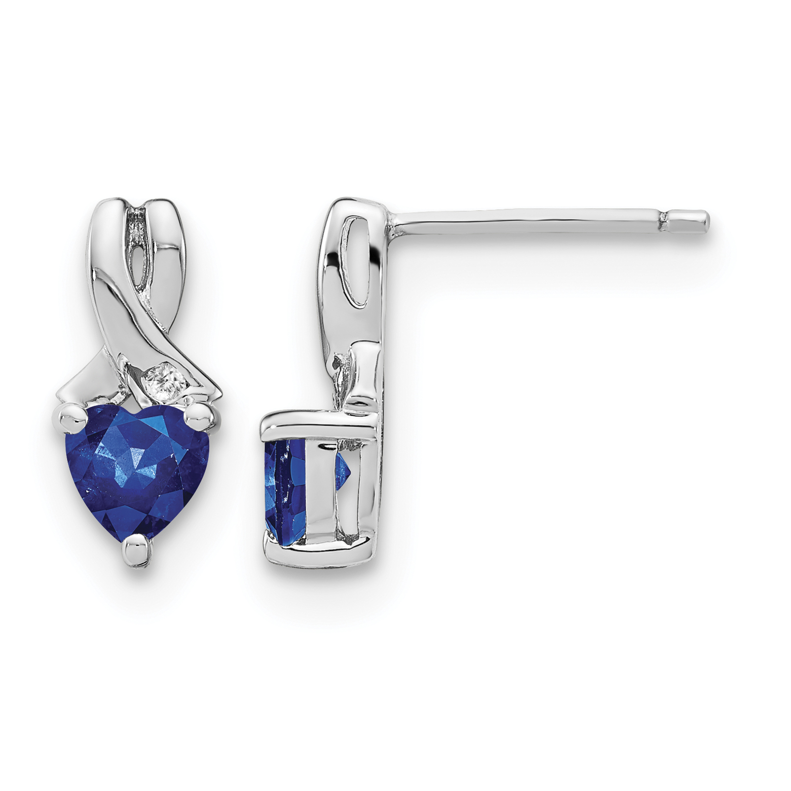Sterling Silver Rhodium-plated Created Sapphire and Diamond Earrings (EM7401-CSA-002-SSA)