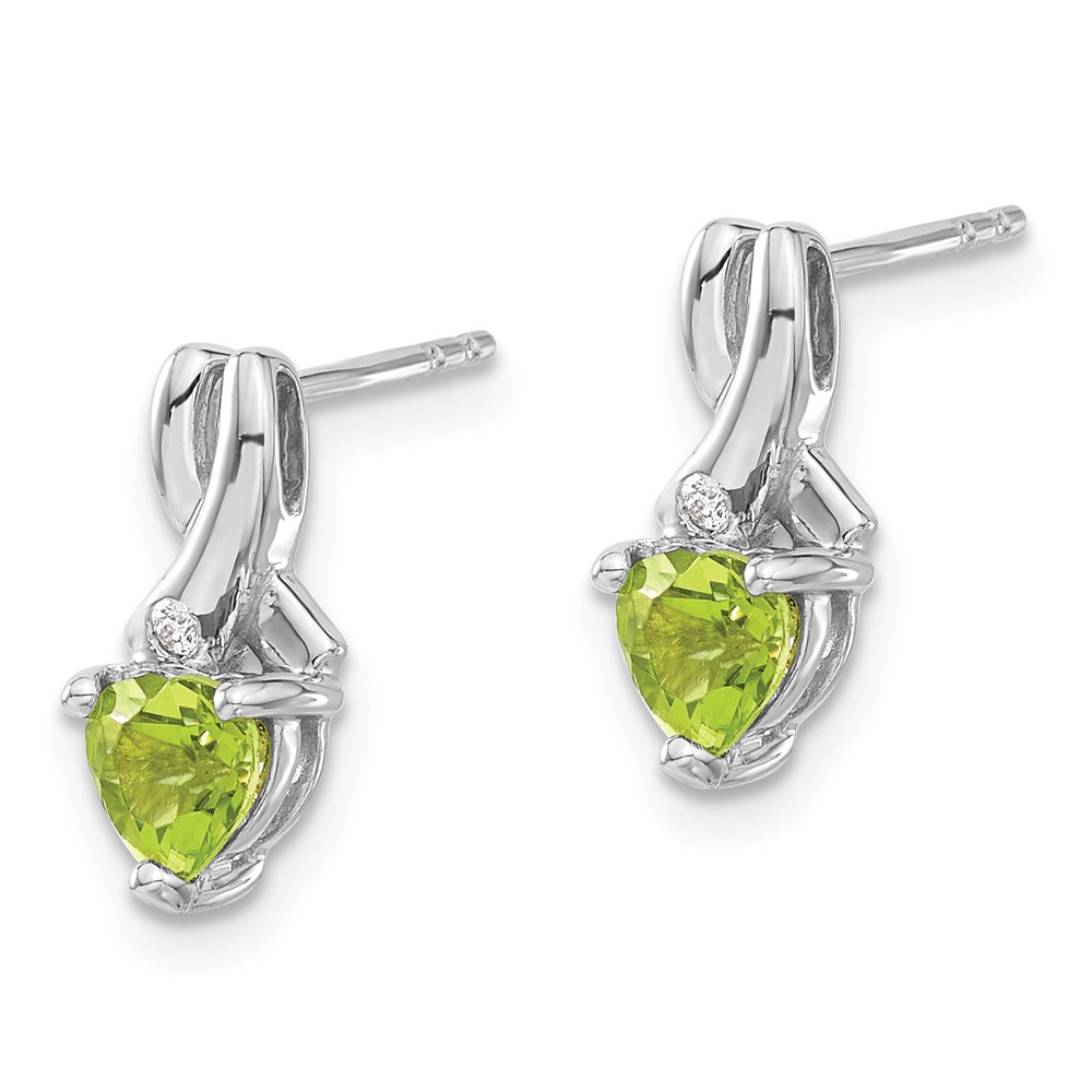 Sterling Silver Rhodium-plated Peridot and Diamond Earrings (EM7401-PE-002-SSA)