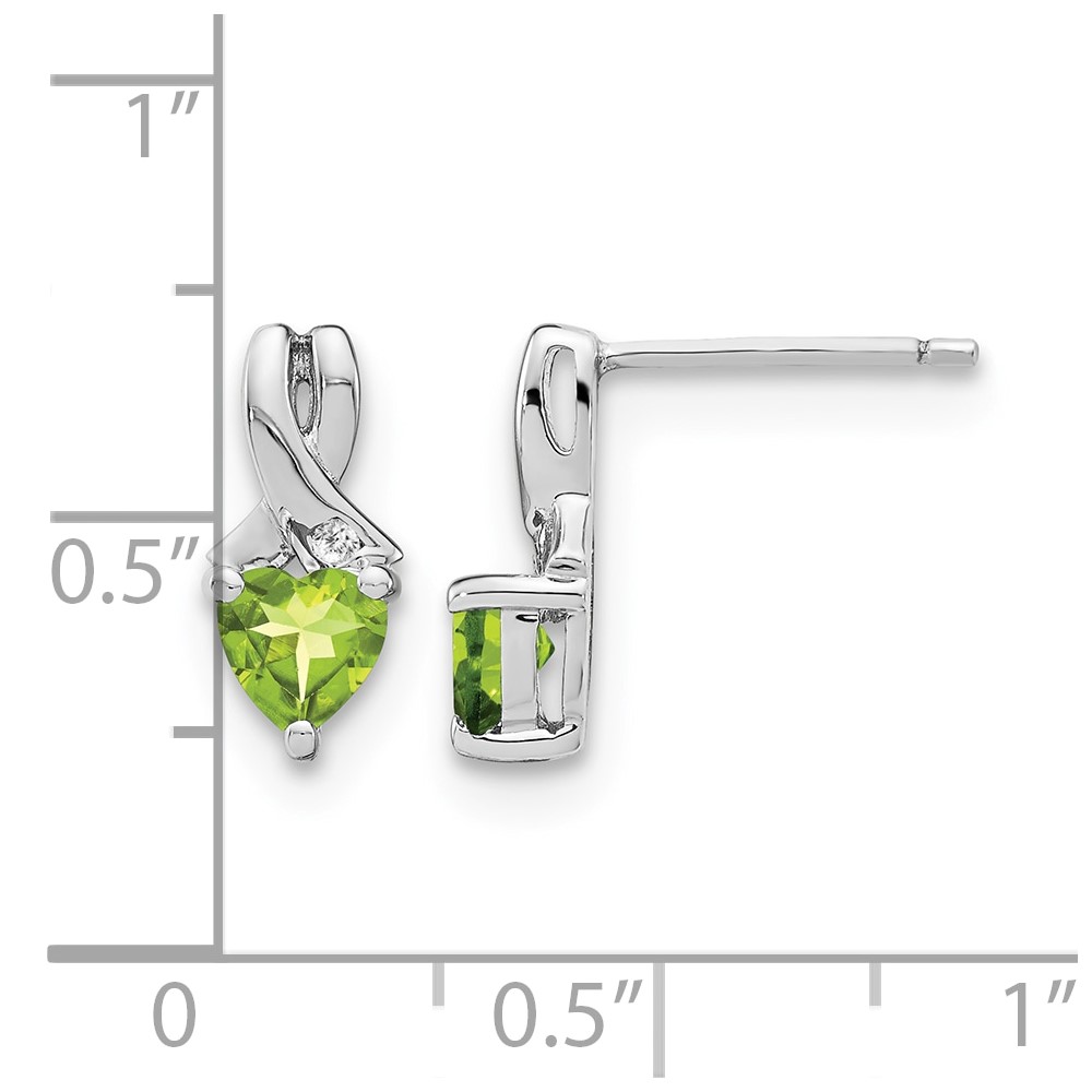 Sterling Silver Rhodium-plated Peridot and Diamond Earrings (EM7401-PE-002-SSA)