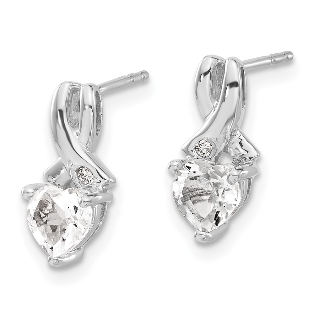 Sterling Silver Rhodium-plated White Topaz and Diamond Earrings (EM7401-WT-002-SSA)