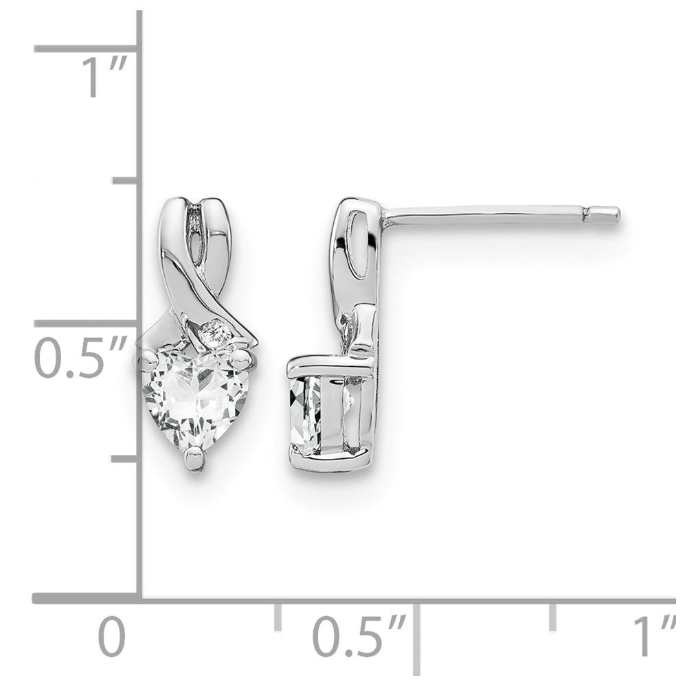 Sterling Silver Rhodium-plated White Topaz and Diamond Earrings (EM7401-WT-002-SSA)