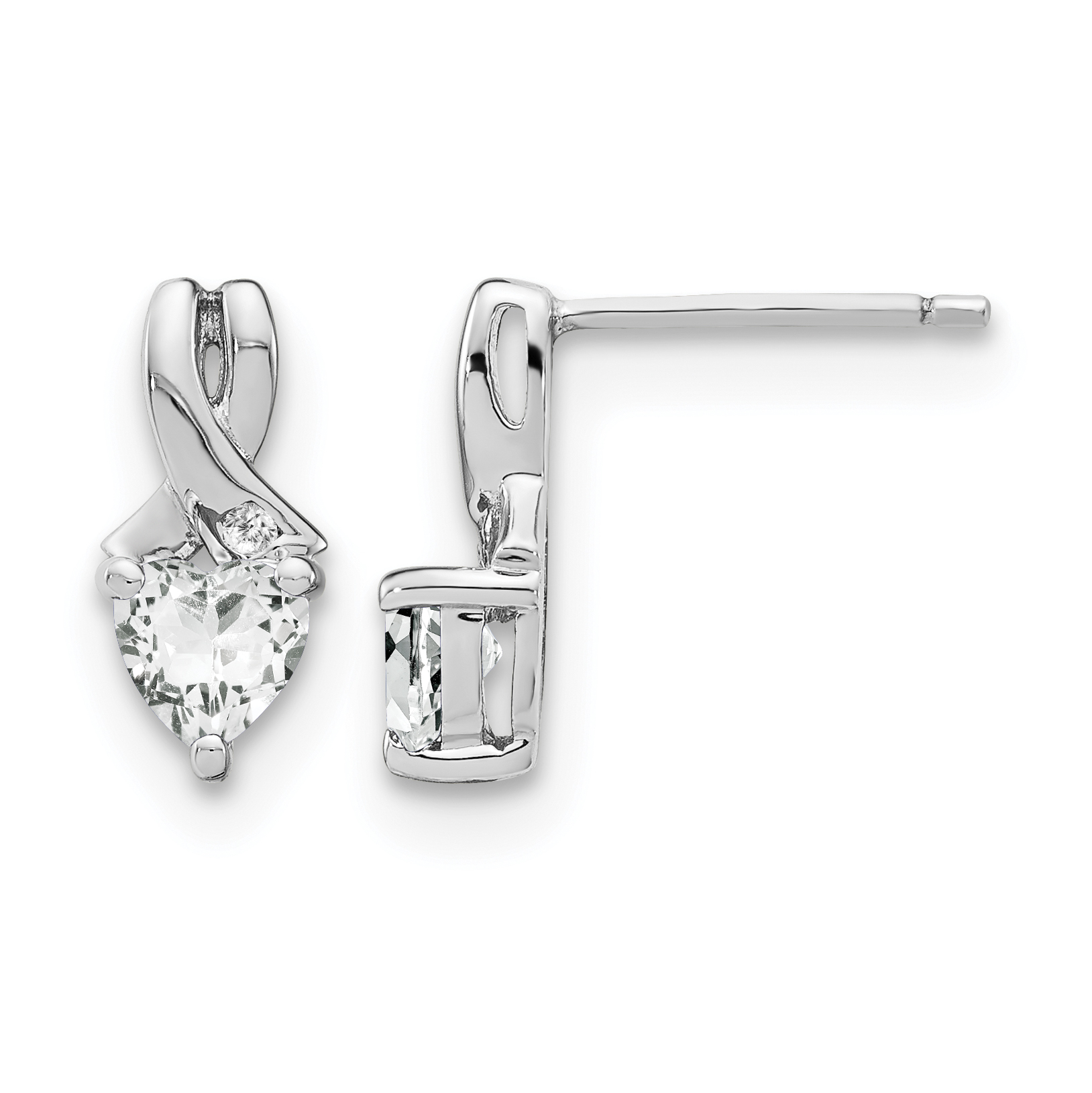 Sterling Silver Rhodium-plated White Topaz and Diamond Earrings (EM7401-WT-002-SSA)