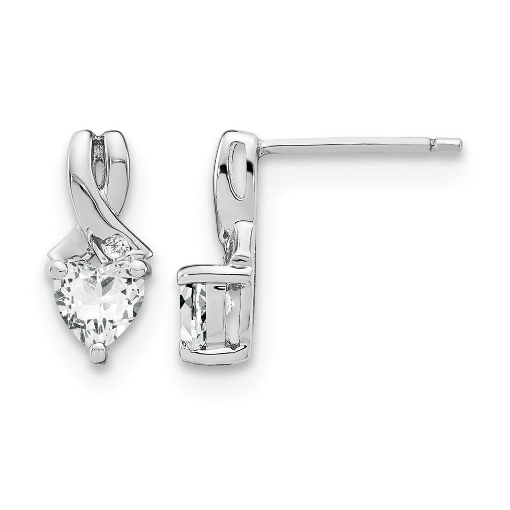 Sterling Silver Rhodium-plated White Topaz and Diamond Earrings (EM7401-WT-002-SSA)