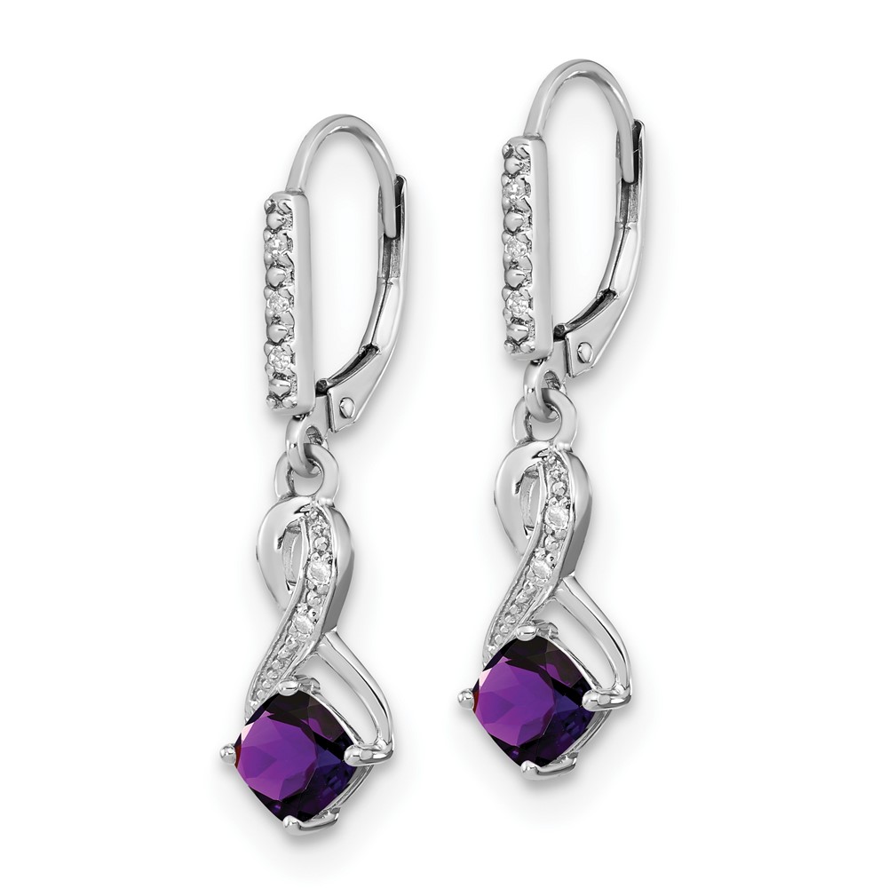 Sterling Silver Rhodium-plated Amethyst and Diamond Earrings (EM7402-AM-006-SSA)
