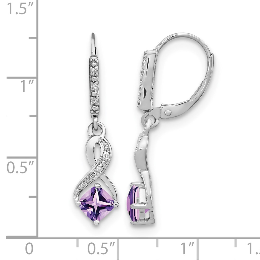Sterling Silver Rhodium-plated Amethyst and Diamond Earrings (EM7402-AM-006-SSA)