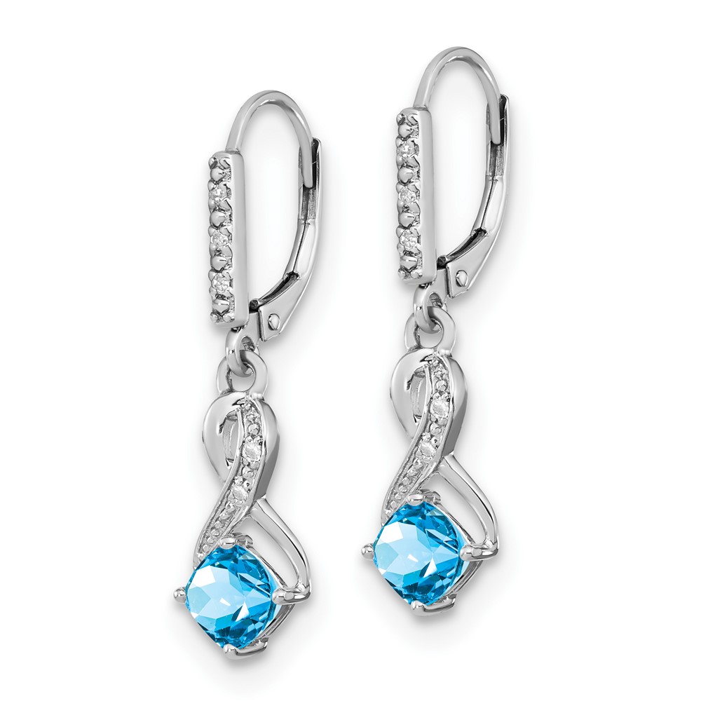 Sterling Silver Rhodium-plated Blue Topaz and Diamond Earrings (EM7402-BT-006-SSA)
