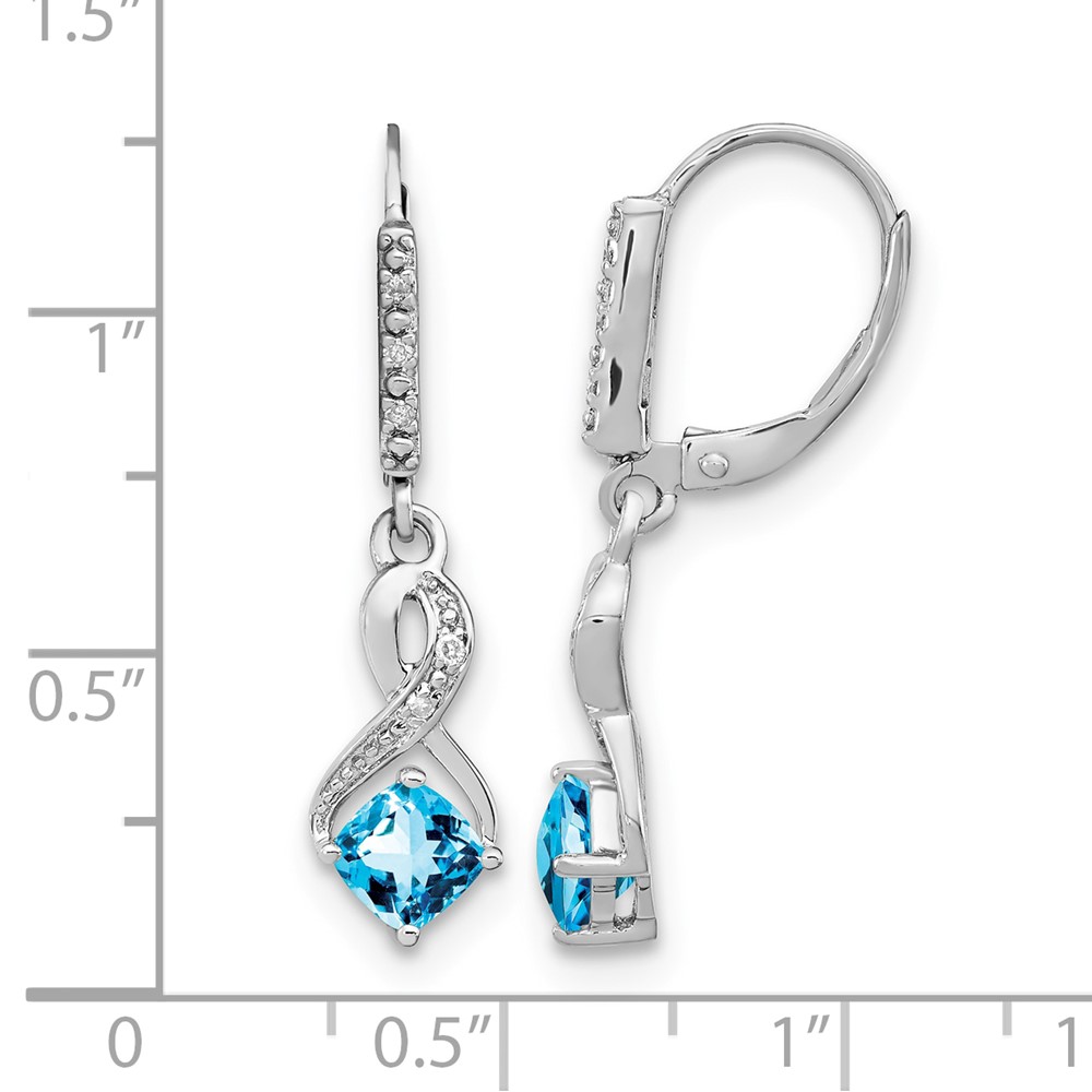 Sterling Silver Rhodium-plated Blue Topaz and Diamond Earrings (EM7402-BT-006-SSA)