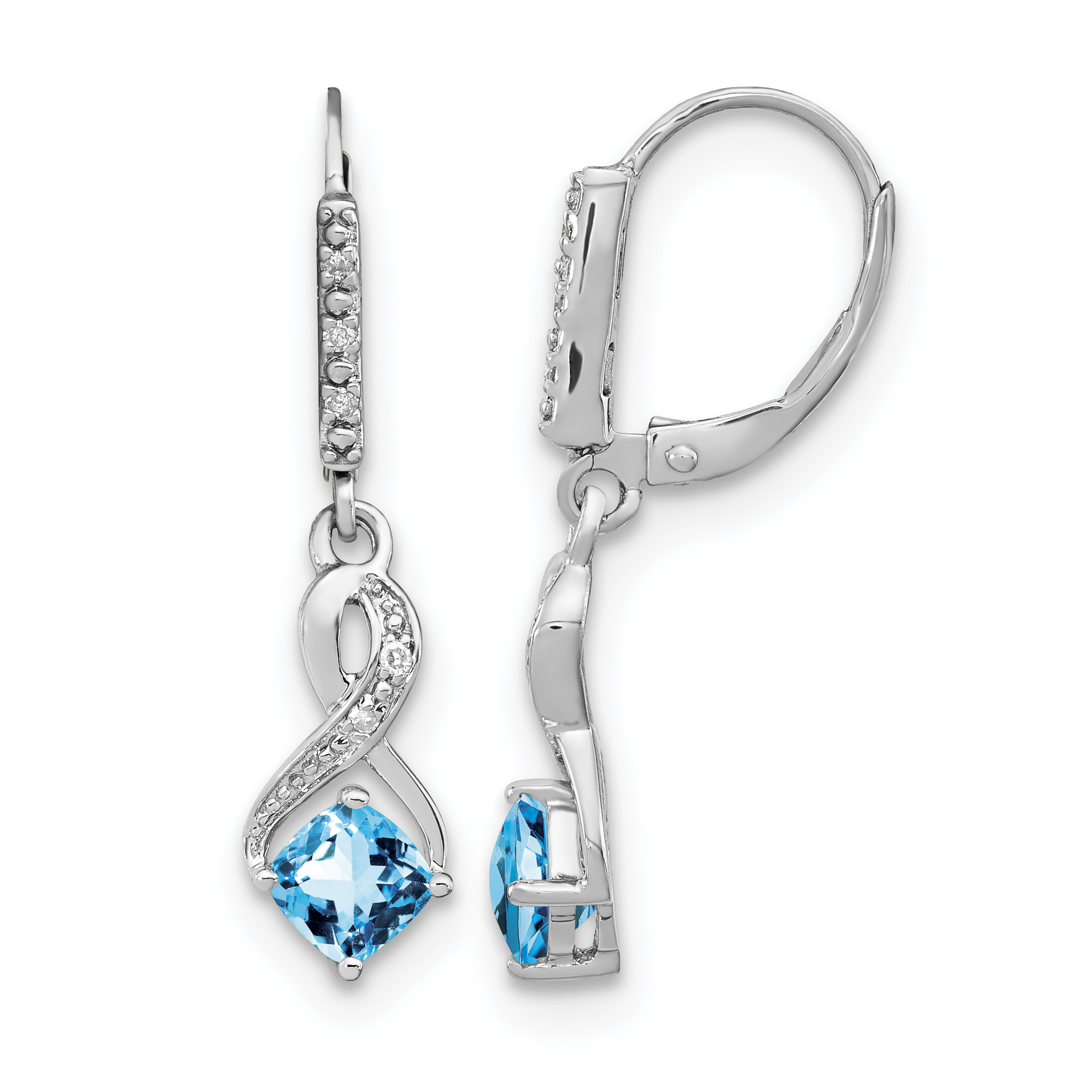 Sterling Silver Rhodium-plated Blue Topaz and Diamond Earrings (EM7402-BT-006-SSA)