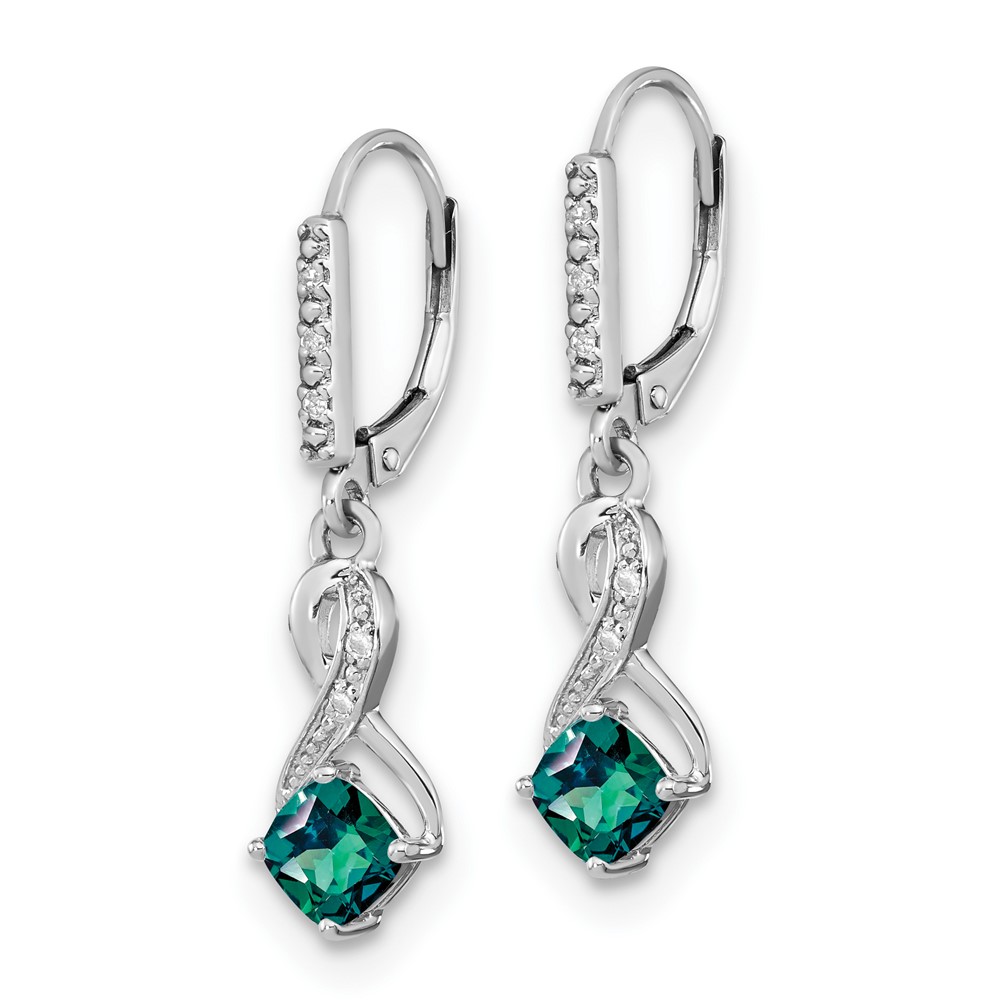 Sterling Silver Rhodium-plated Created Alexandrite and Diamond Earrings (EM7402-CA-006-SSA)