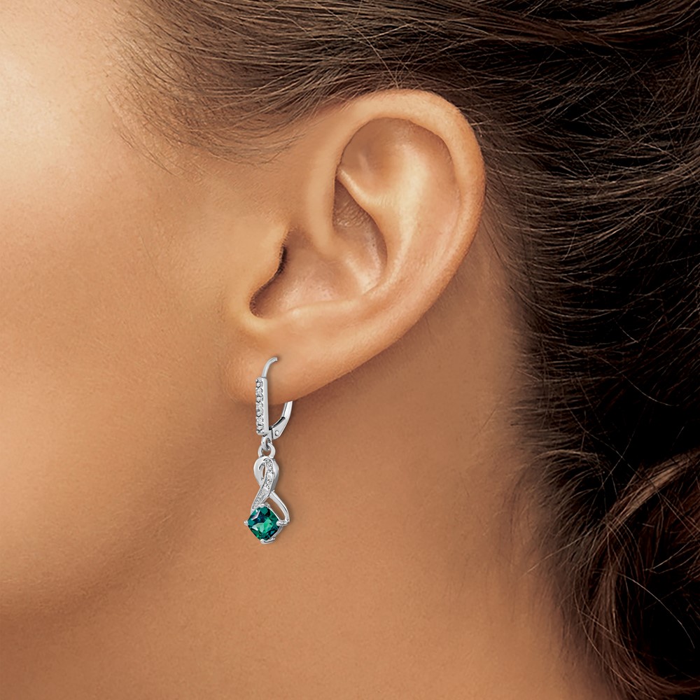 Sterling Silver Rhodium-plated Created Alexandrite and Diamond Earrings (EM7402-CA-006-SSA)