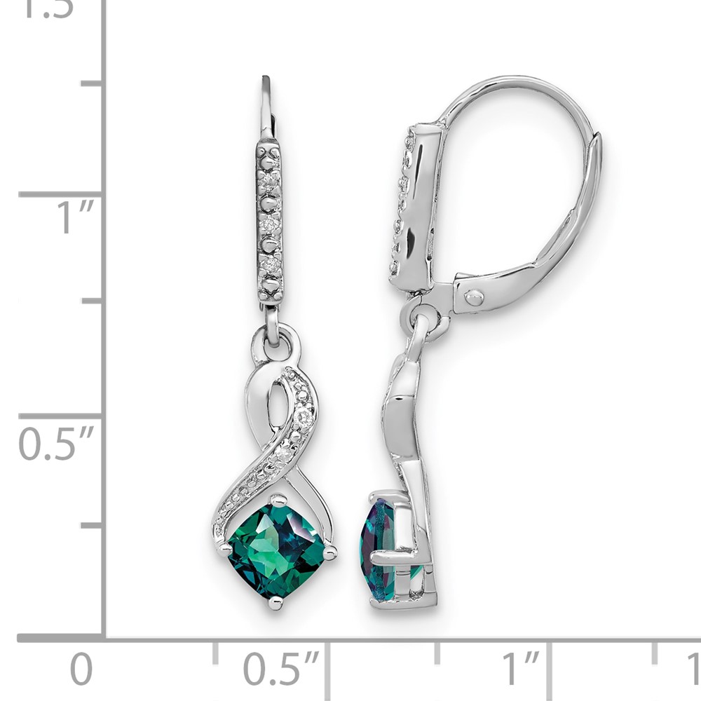 Sterling Silver Rhodium-plated Created Alexandrite and Diamond Earrings (EM7402-CA-006-SSA)
