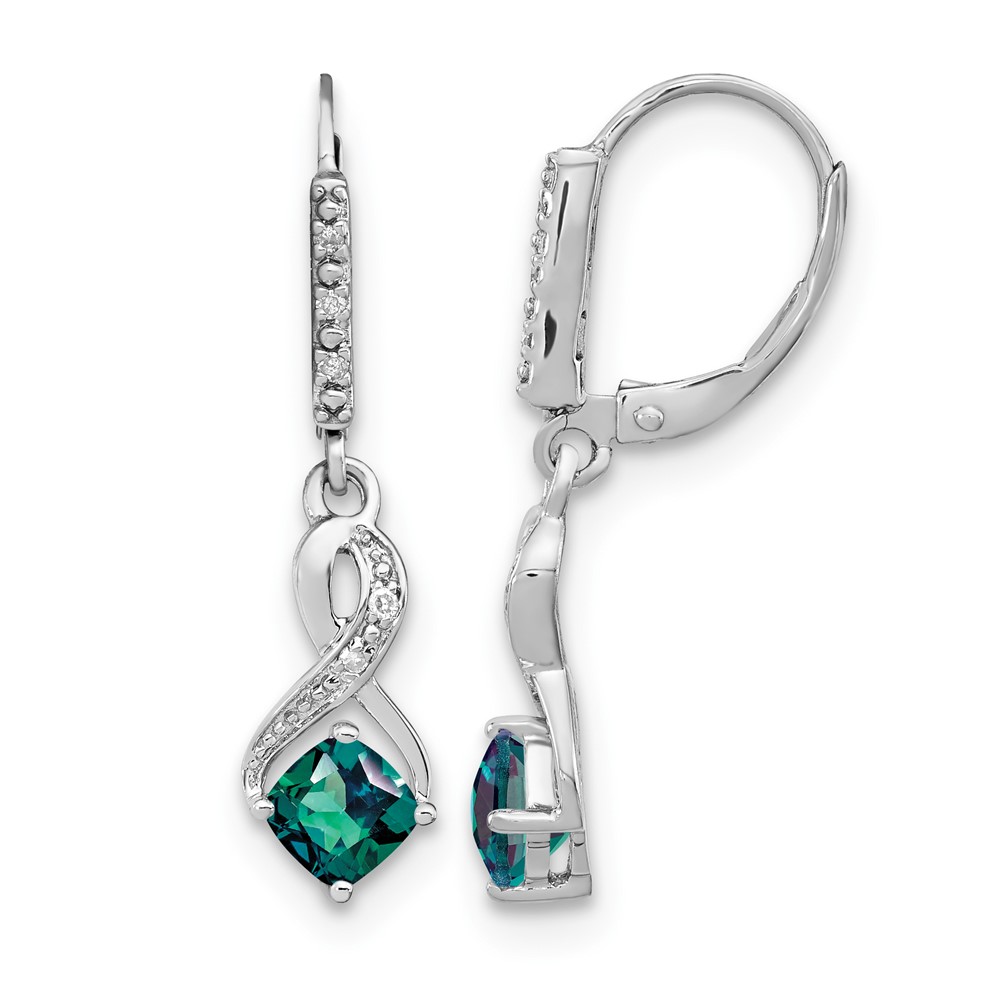 Sterling Silver Rhodium-plated Created Alexandrite and Diamond Earrings (EM7402-CA-006-SSA)