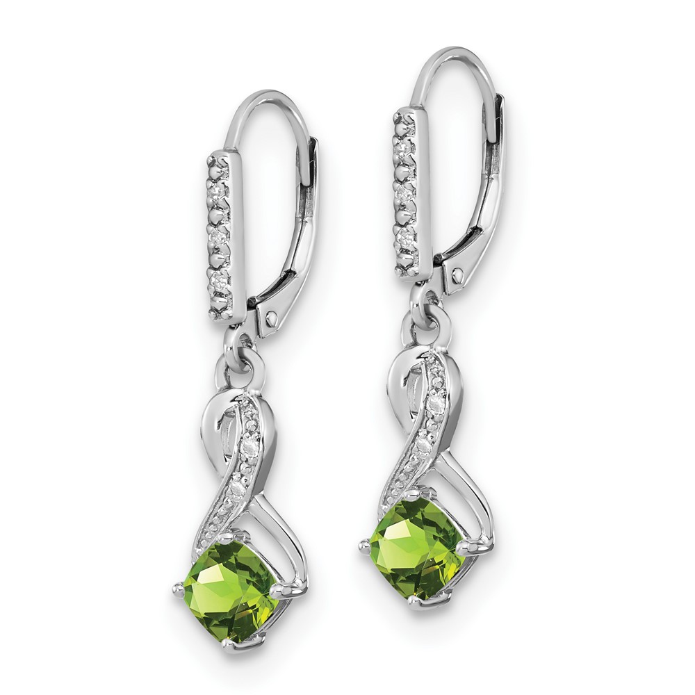 Sterling Silver Rhodium-plated Peridot and Diamond Earrings (EM7402-PE-006-SSA)